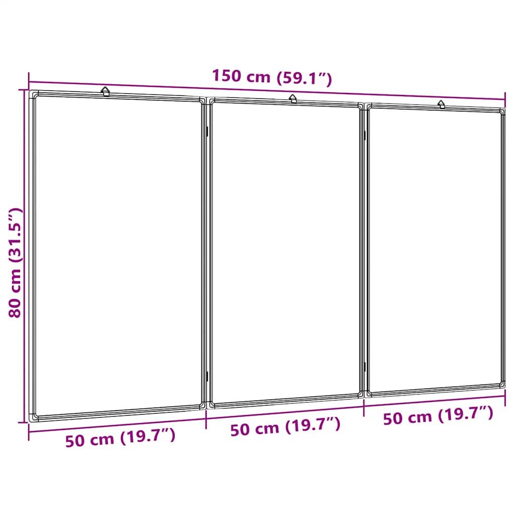 vidaXL Magnetisk whiteboard hopfällbar 150x80x1,7 cm aluminium
