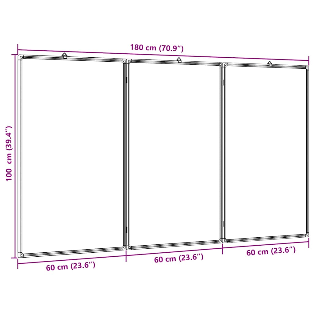 vidaXL Magnetisk whiteboard hopfällbar 180x100x1,7 cm aluminium