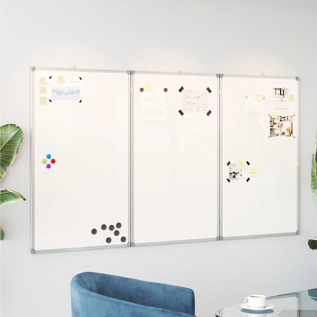 vidaXL Magnetisk whiteboard hopfällbar 180x100x1,7 cm aluminium