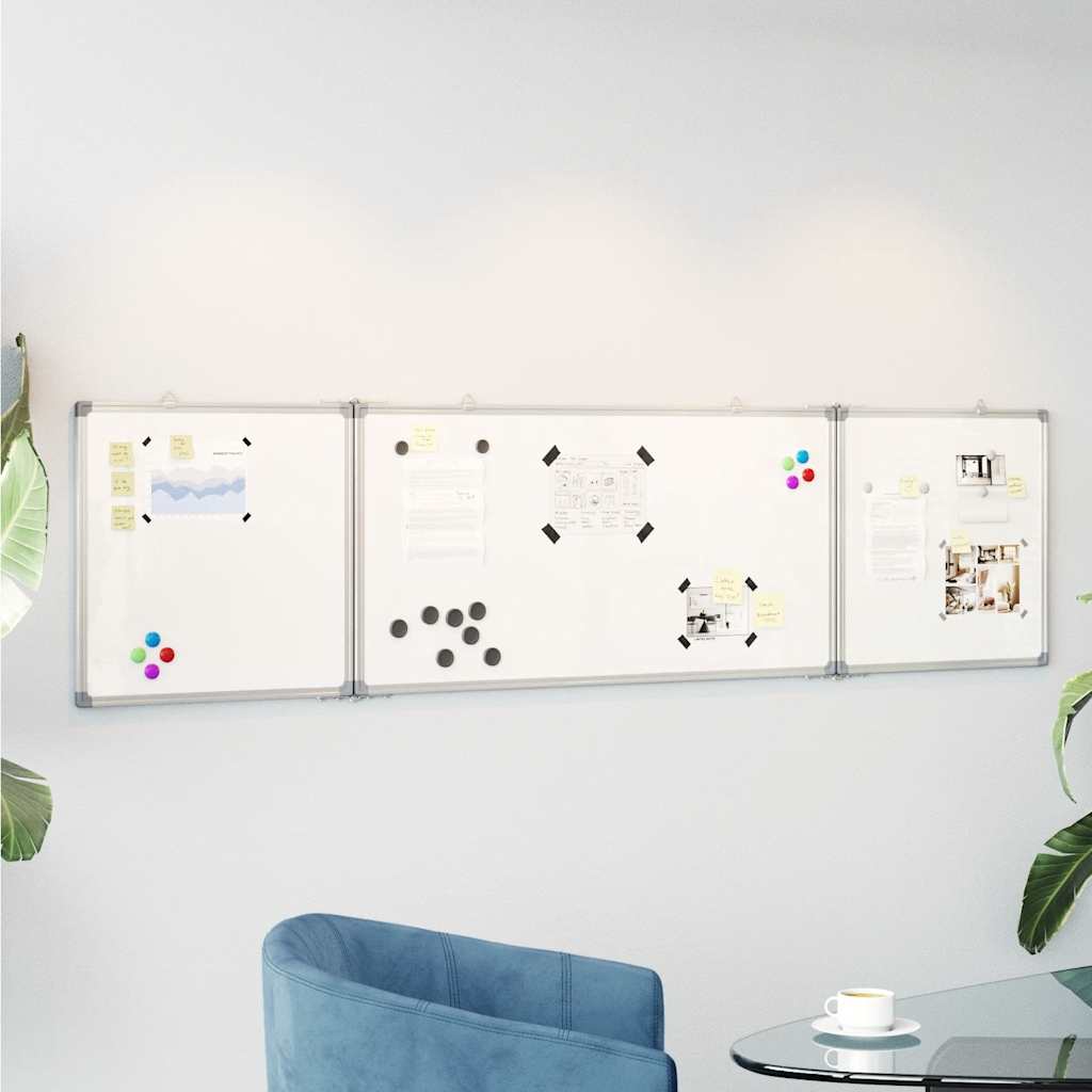 vidaXL Magnetisk whiteboard hopfällbar 160x40x1,7 cm aluminium
