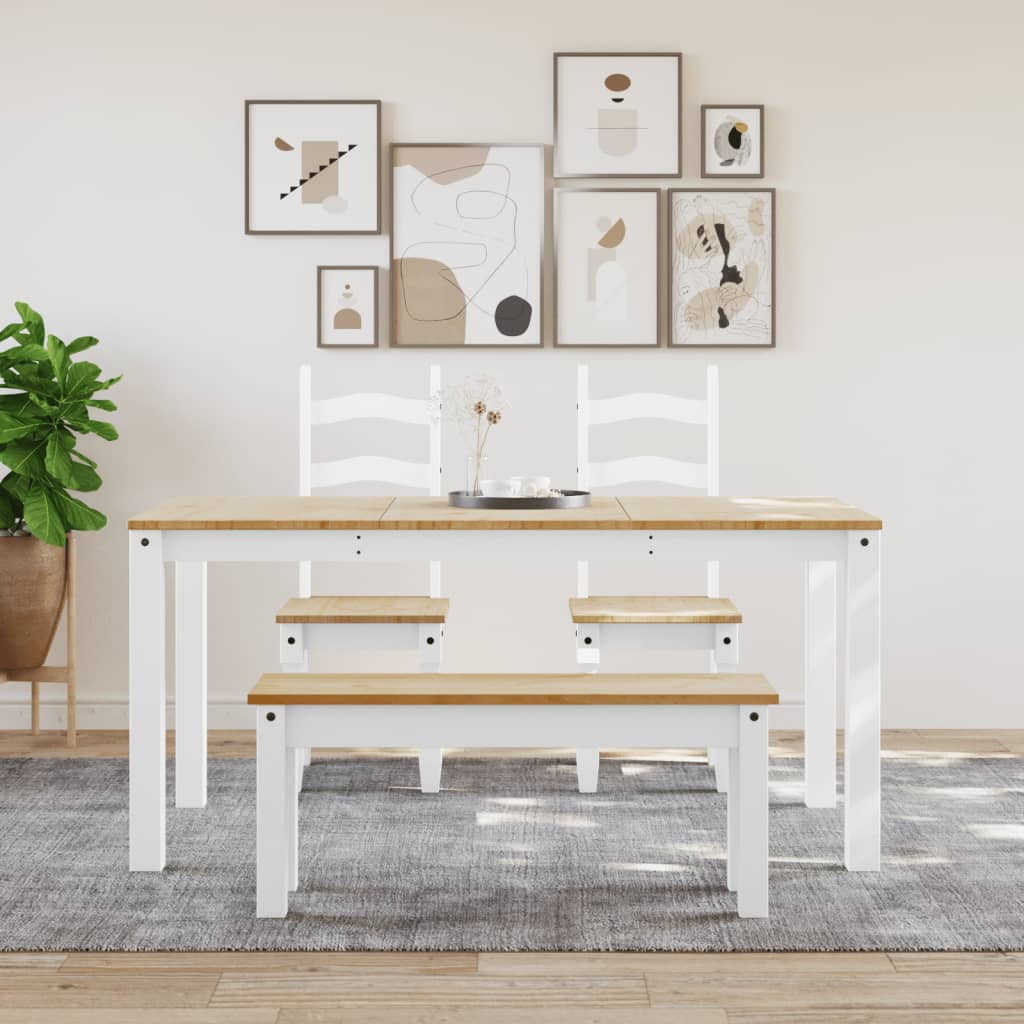 vidaXL Matbänk Panama vit 105x30x45 cm massiv furu