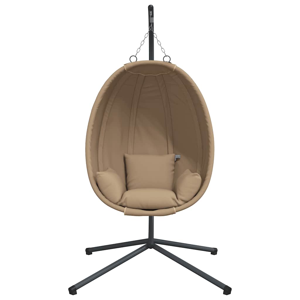 vidaXL Hängstol med dyna taupe konstrotting och stål