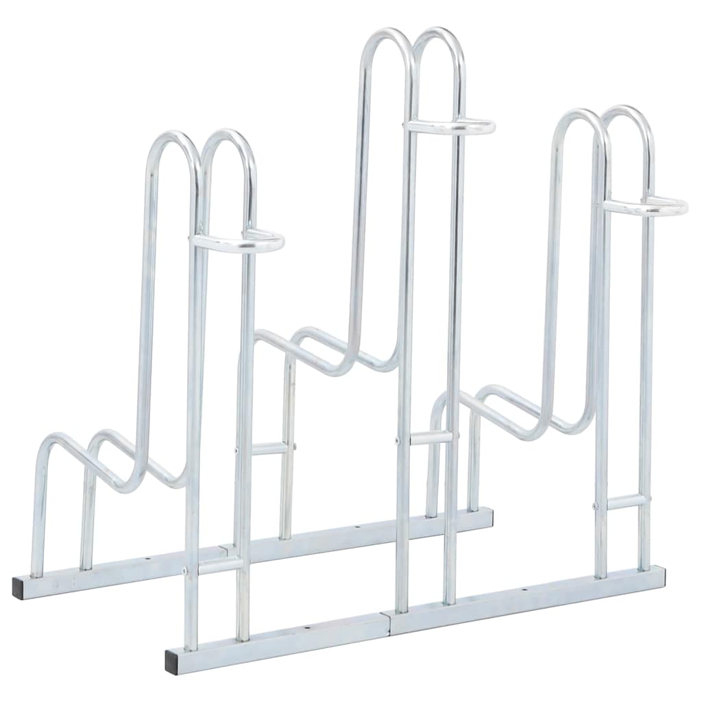 vidaXL Cykelställ för 3 cyklar fristående galvaniserat stål