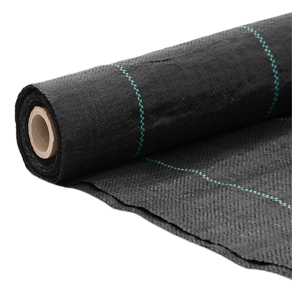 vidaXL Ogräsmatta svart 1x25 m PP
