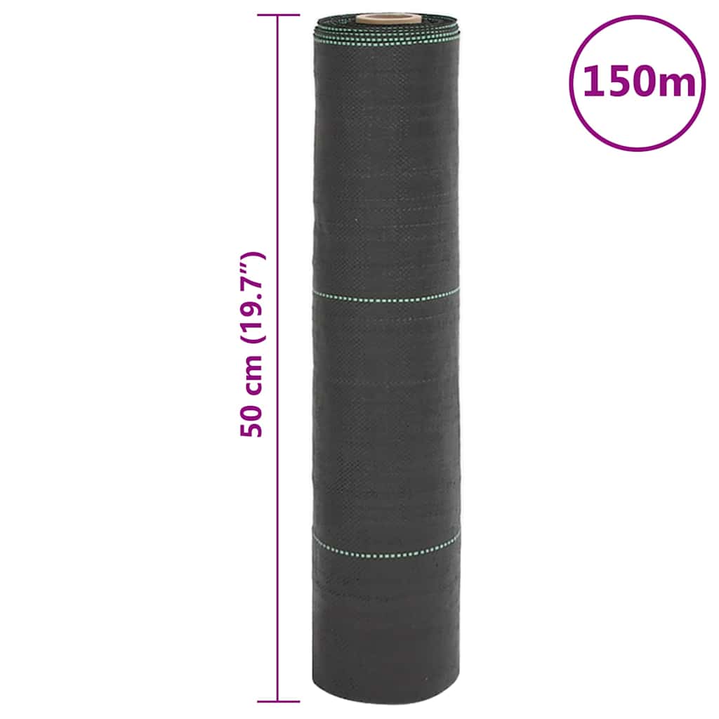 vidaXL Ogräsmatta svart 0,5x150 m PP