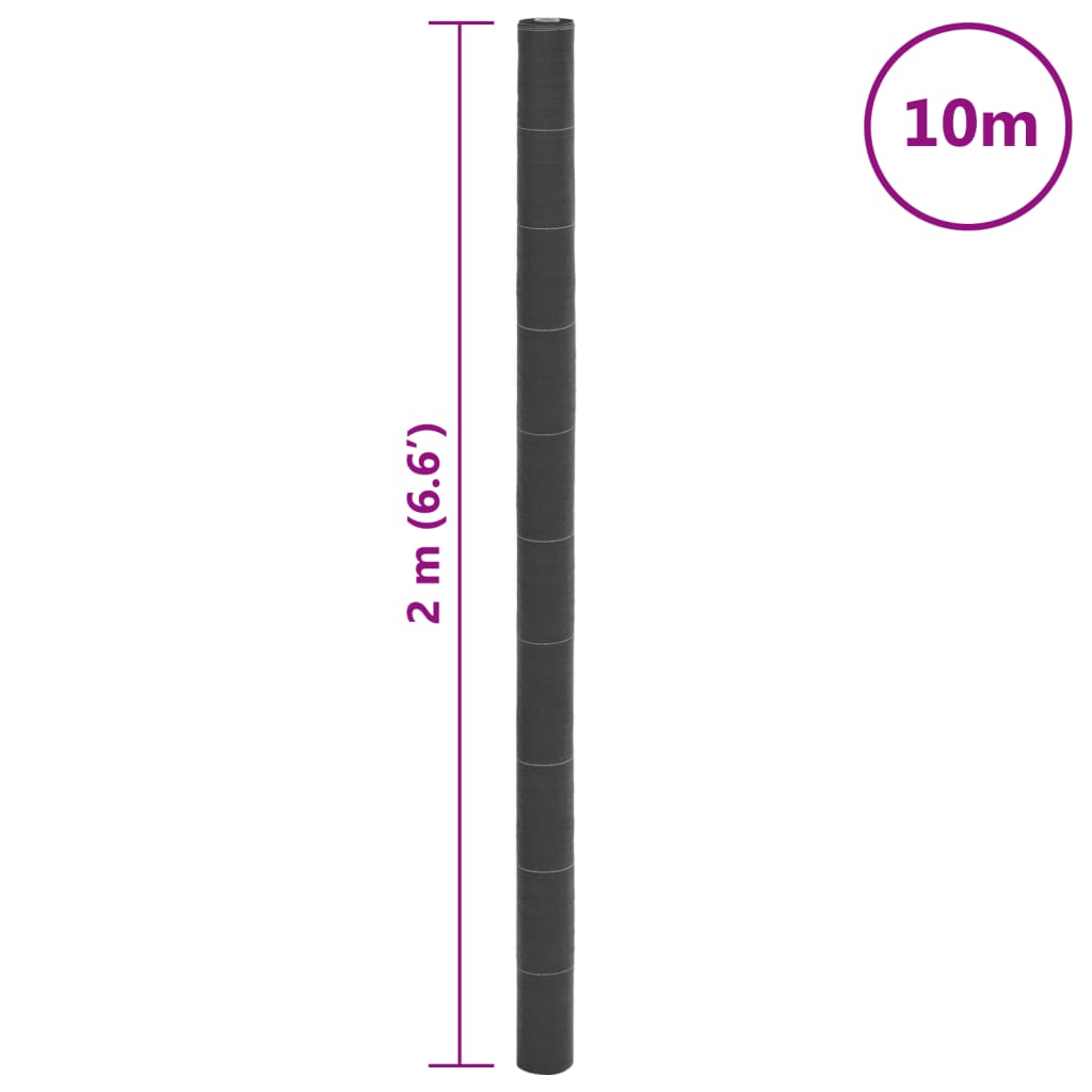 vidaXL Ogräsmatta svart 2x10 m PP