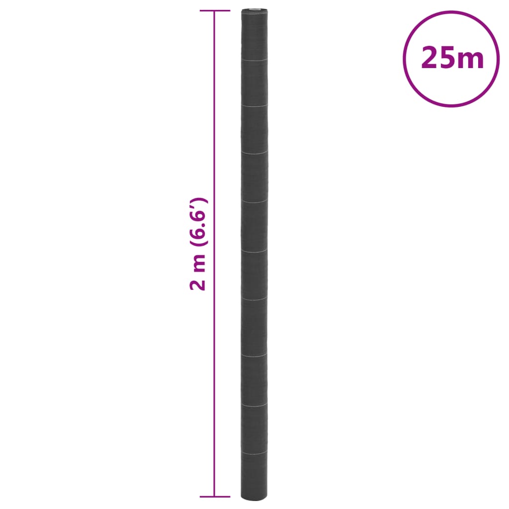 vidaXL Ogräsmatta svart 2x25 m PP