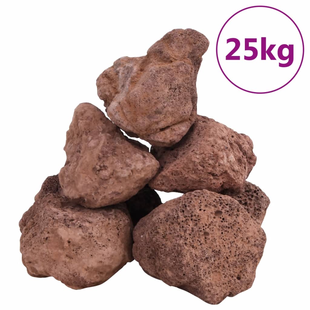 vidaXL Lavastenar 25 kg röd 10-30 cm