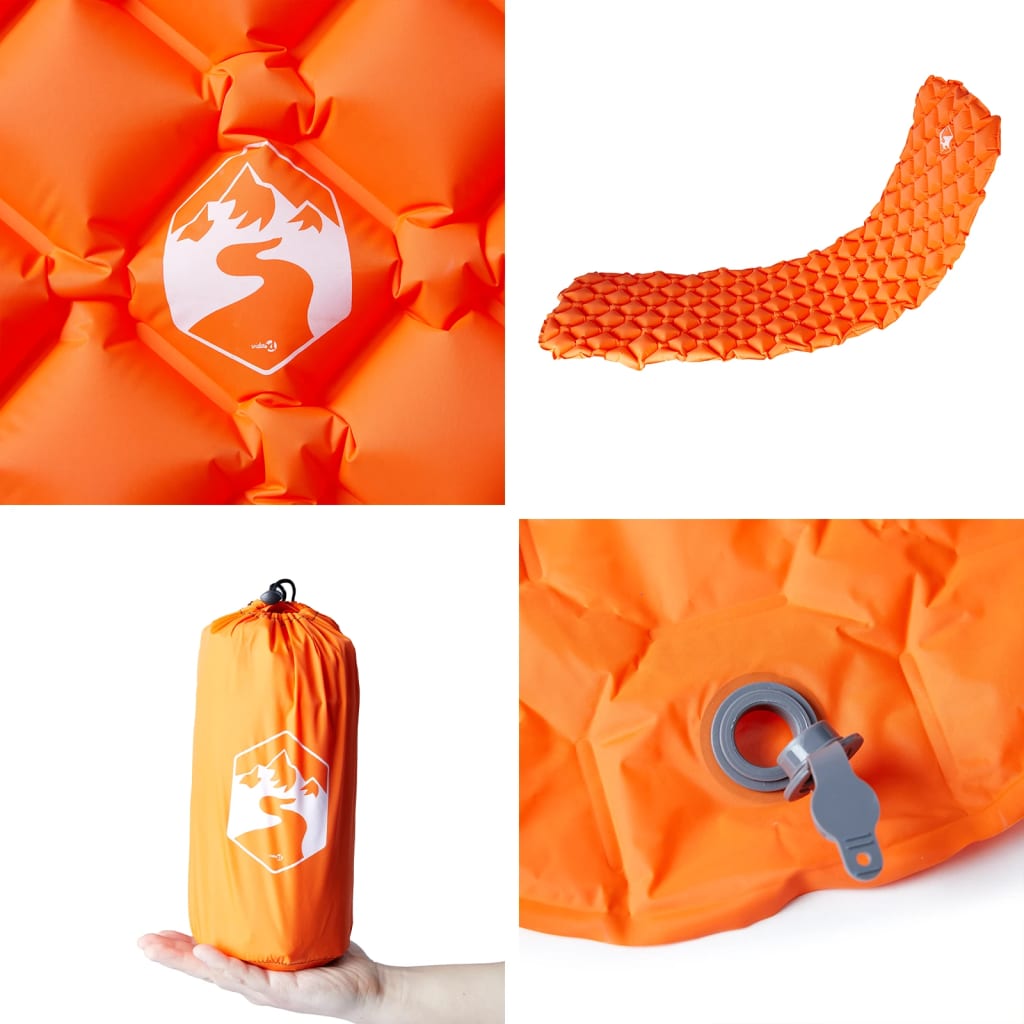 vidaXL Uppblåsbar campingmadrass 1 person orange 190x58x6 cm