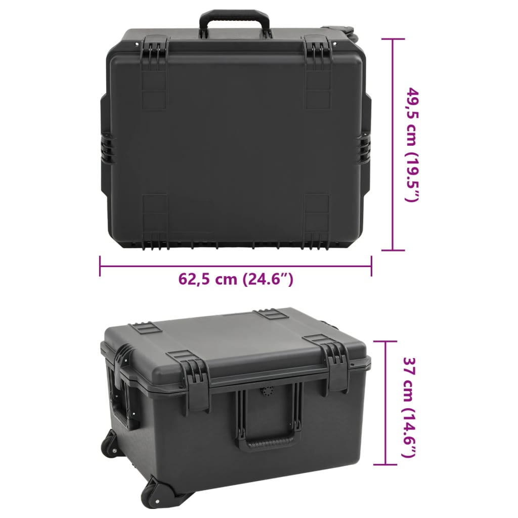 vidaXL Bärbar skyddsväska svart 62,5x49,5x37 cm PP