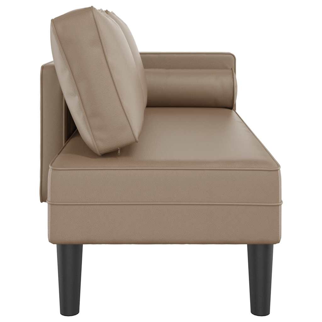 vidaXL Schäslong med kuddar cappuccino konstläder