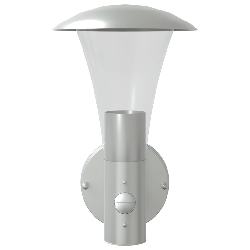 vidaXL Utomhusvägglampa med sensor silver rostfritt stål