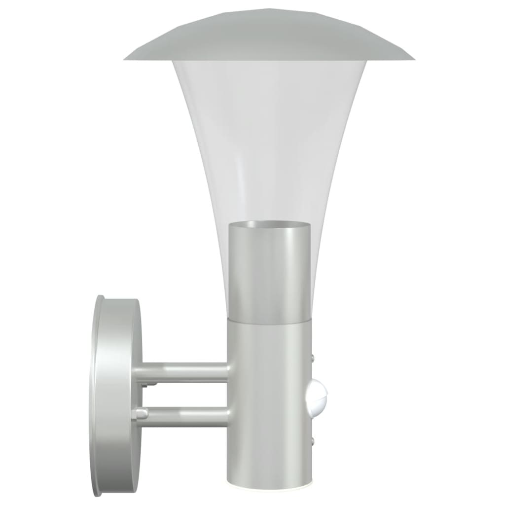 vidaXL Utomhusvägglampa med sensor silver rostfritt stål