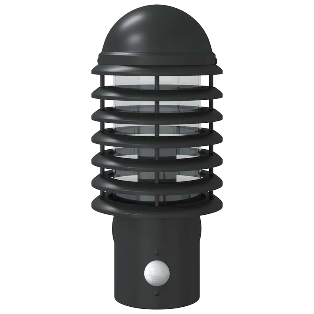 vidaXL Utomhusvägglampa med sensor svart rostfritt stål