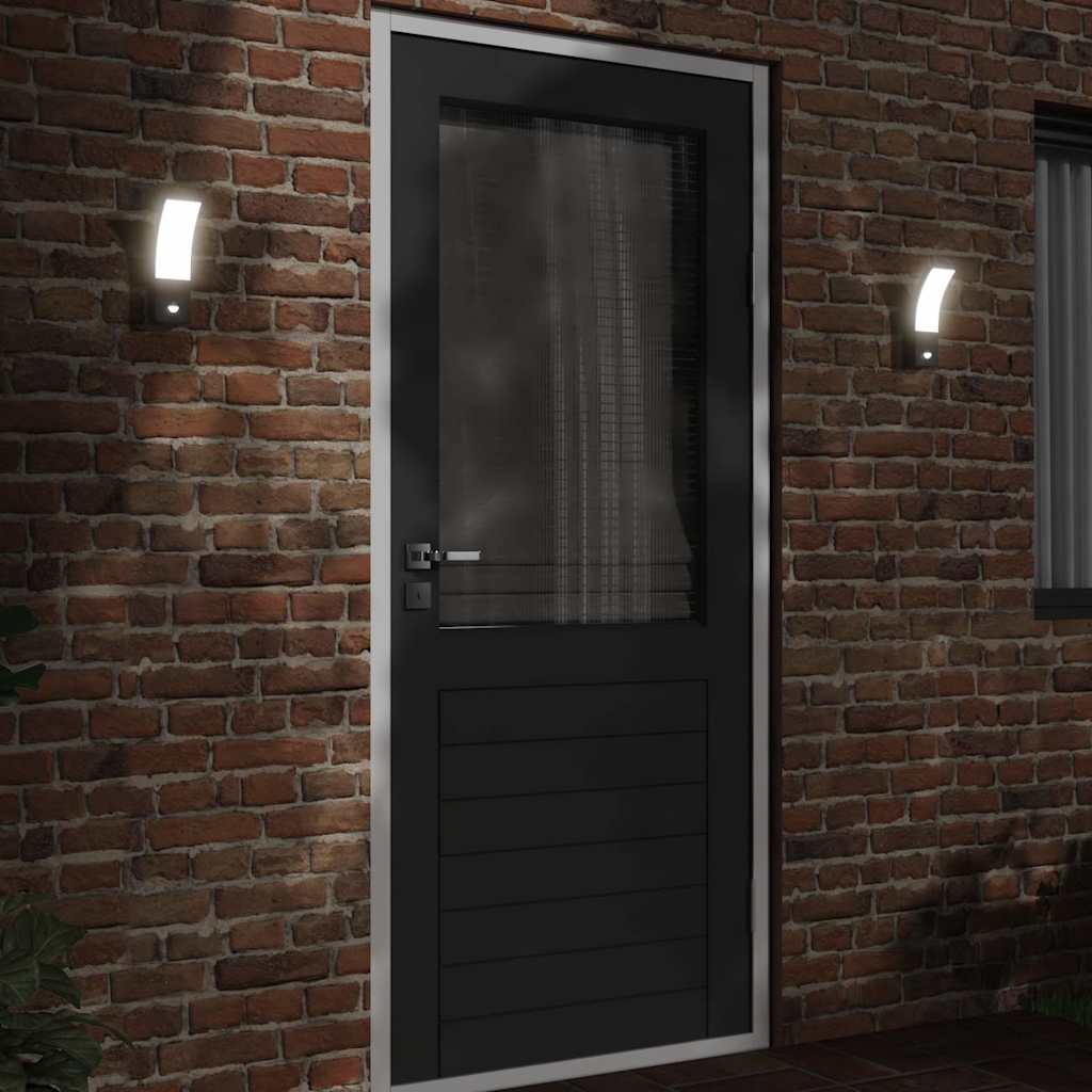 vidaXL Utomhusvägglampor LED med sensorer 2 st svart gjuten aluminium