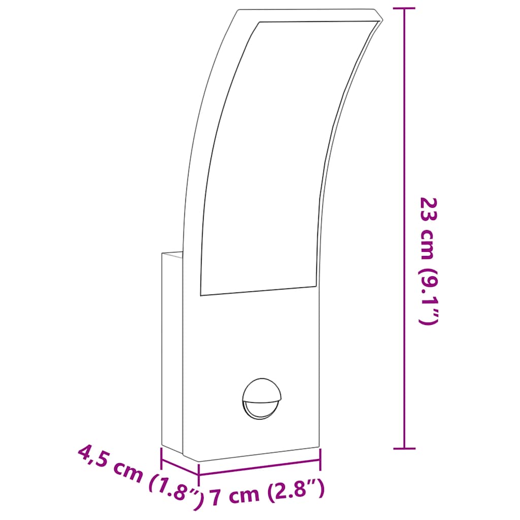 vidaXL Utomhusvägglampor LED med sensorer 2 st svart gjuten aluminium
