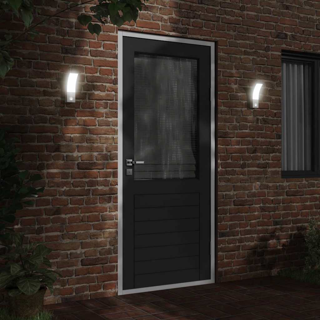 vidaXL Utomhusvägglampor LED med sensorer 2 st vit gjuten aluminium