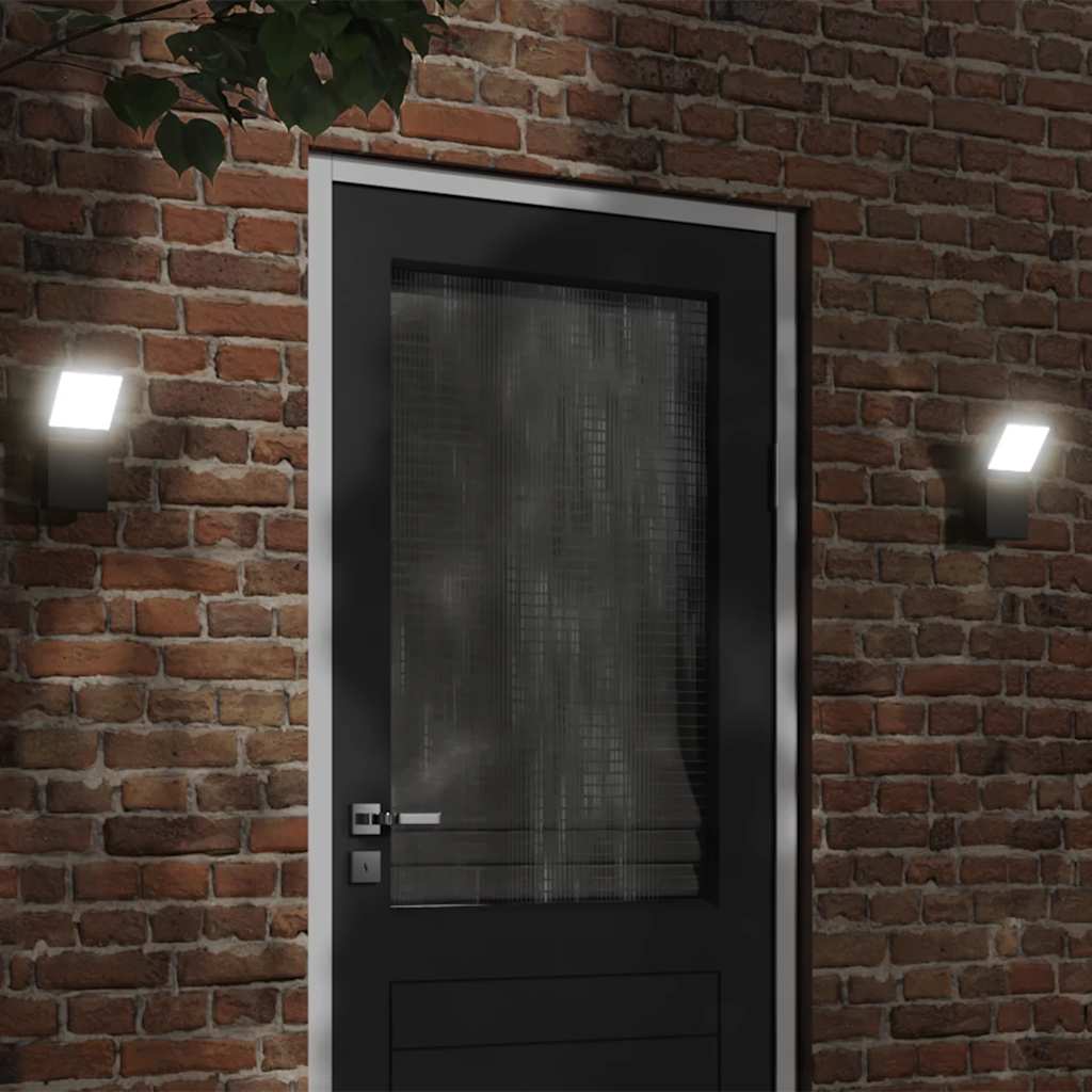 vidaXL Utomhusvägglampor med sensorer 2 st svart gjuten aluminium