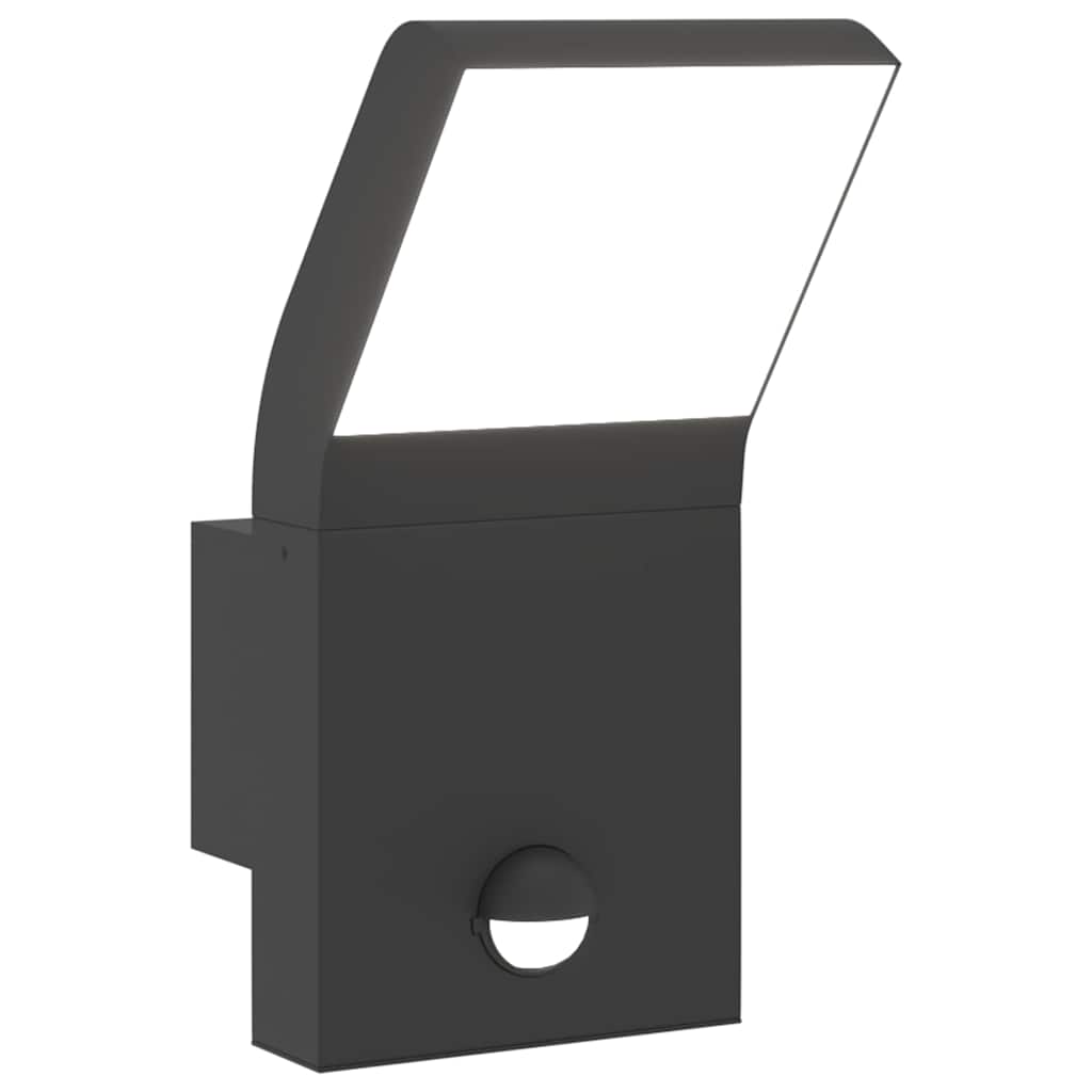 vidaXL Utomhusvägglampa LED med sensor svart gjuten aluminium