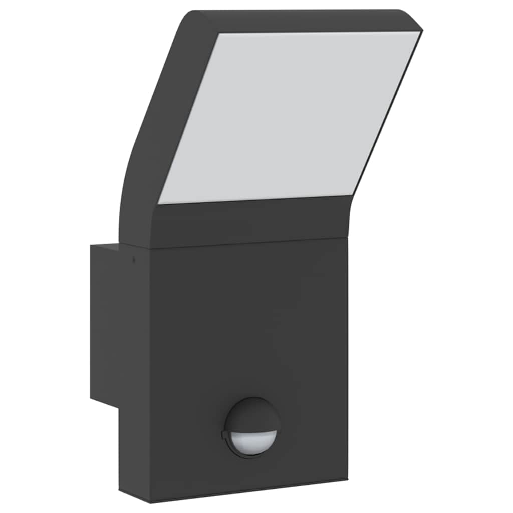 vidaXL Utomhusvägglampa LED med sensor svart gjuten aluminium