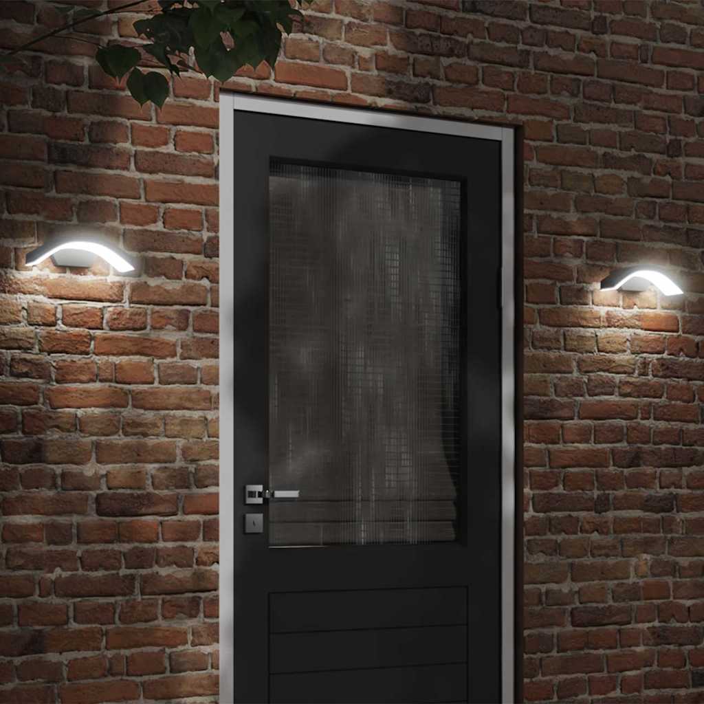 vidaXL Utomhusvägglampor med sensorer 2 st svart gjuten aluminium