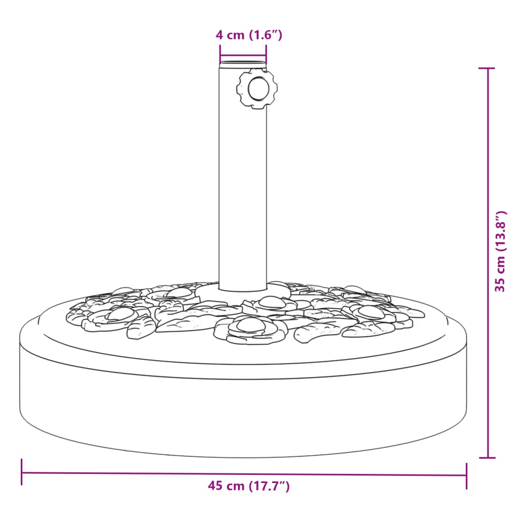vidaXL Parasollfot för Ø38 / 48 mm stolpar 25 kg rund