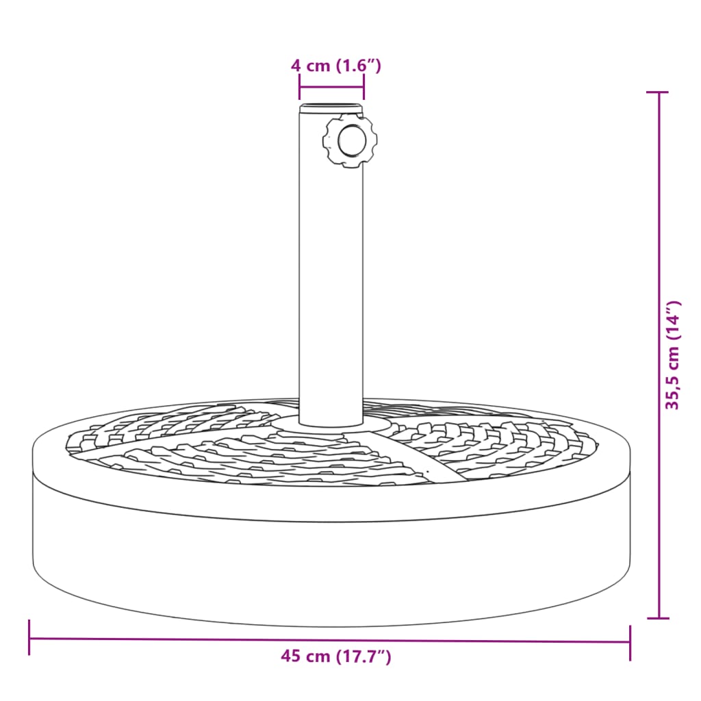 vidaXL Parasollfot för Ø38 / 48 mm stolpar 25 kg rund