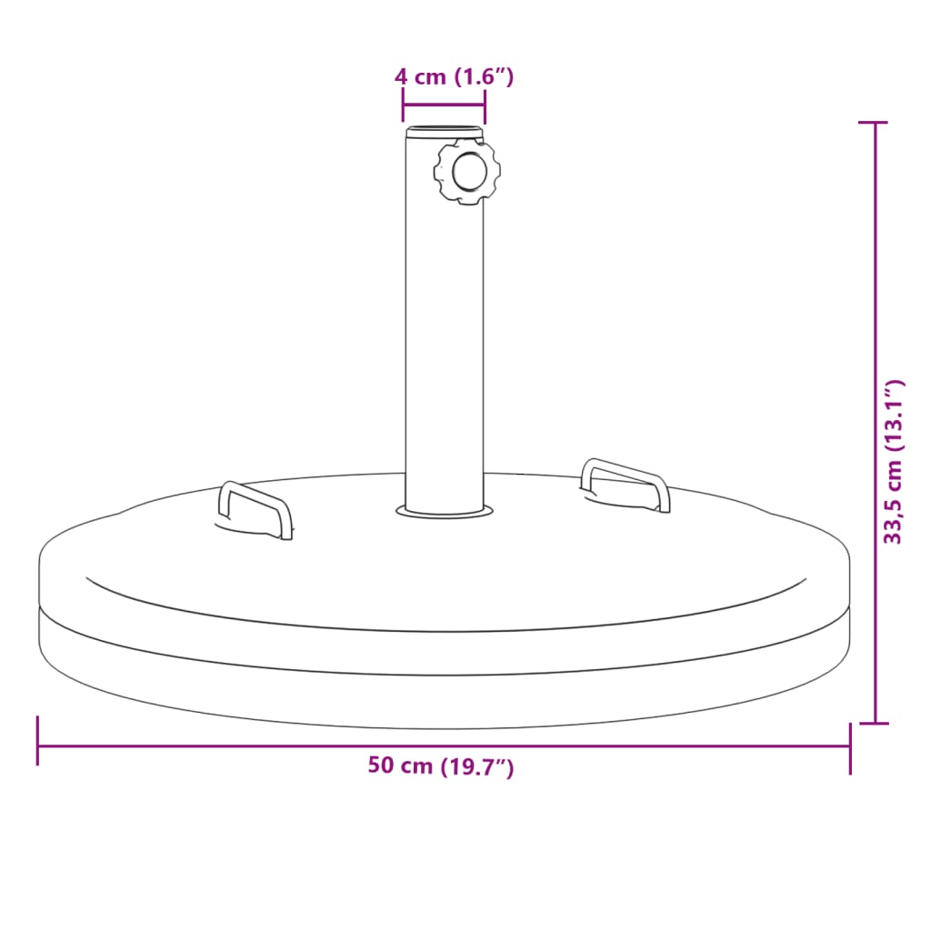 vidaXL Parasollfot med handtag för Ø38 / 48 mm stolpar 25 kg rund