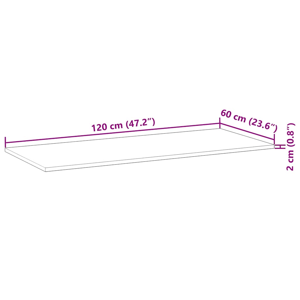 vidaXL Bordsskiva obehandlad 120x60x2 cm massivt akaciaträ