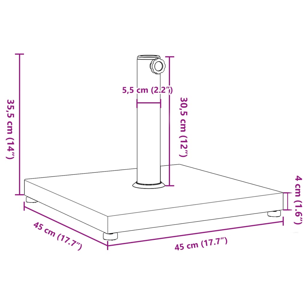 vidaXL Parasollfot för Ø32/38/48 mm stolpar 18 kg fyrkantigt