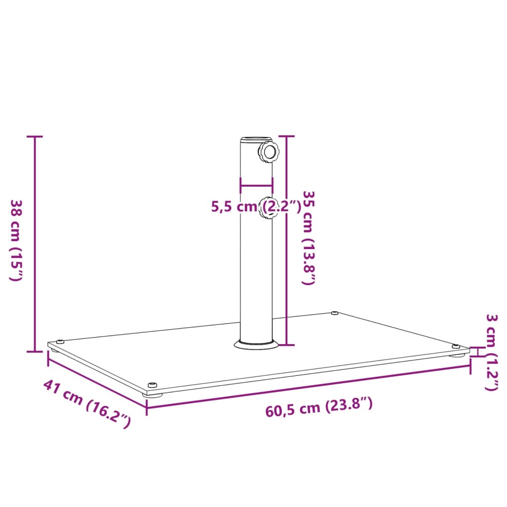 vidaXL Parasollfot för Ø32/38/48 mm stolpar 15 kg rektangulär