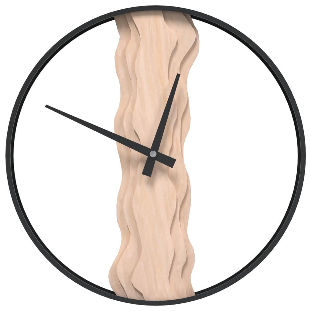 vidaXL Väggklocka brun Ø35 cm järn och ekträ
