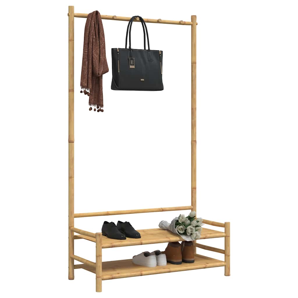 vidaXL Klädställ med hyllor 103x40x183 cm bambu