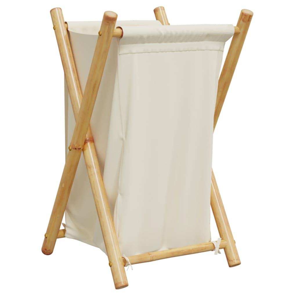 vidaXL Tvättkorg gräddvit 41,5x36x63,5 cm bambu