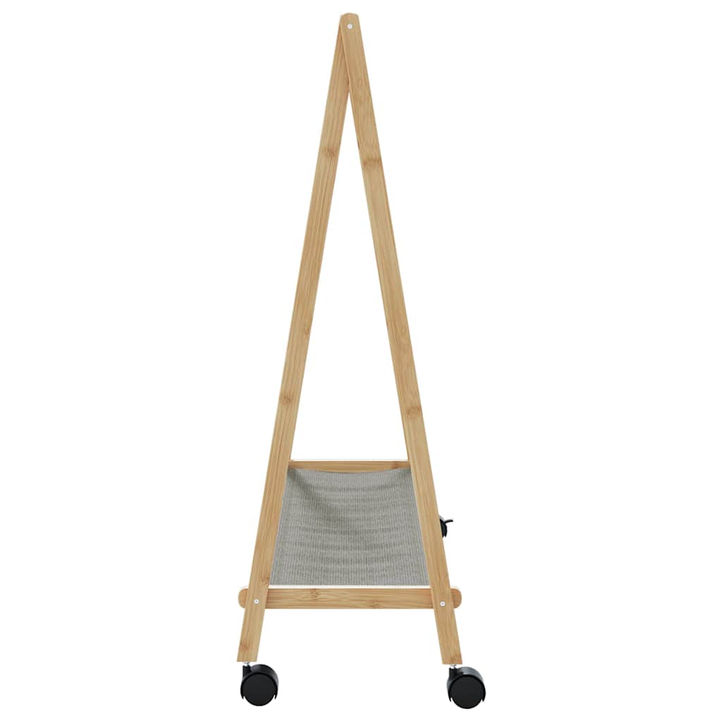 vidaXL Klädställ med hyllor och hjul 106x34x106,5 cm bambu