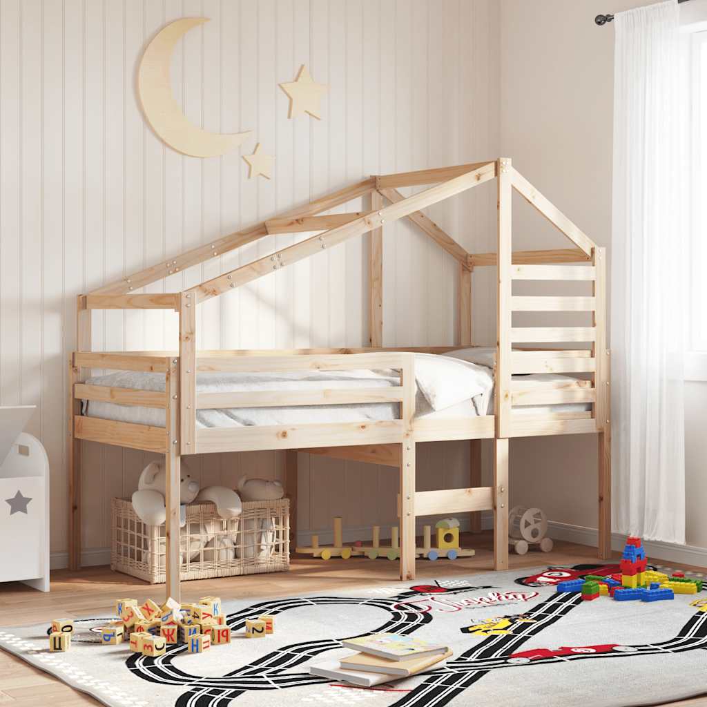 vidaXL Tak till barnsäng 188x97x113 cm massiv furu