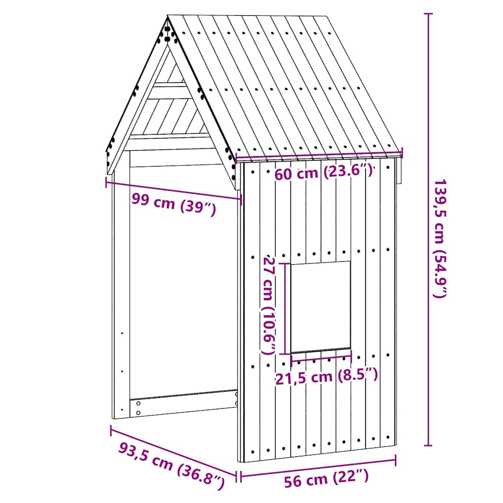vidaXL Tak till barnsäng vit 60x99x139,5 cm massiv furu