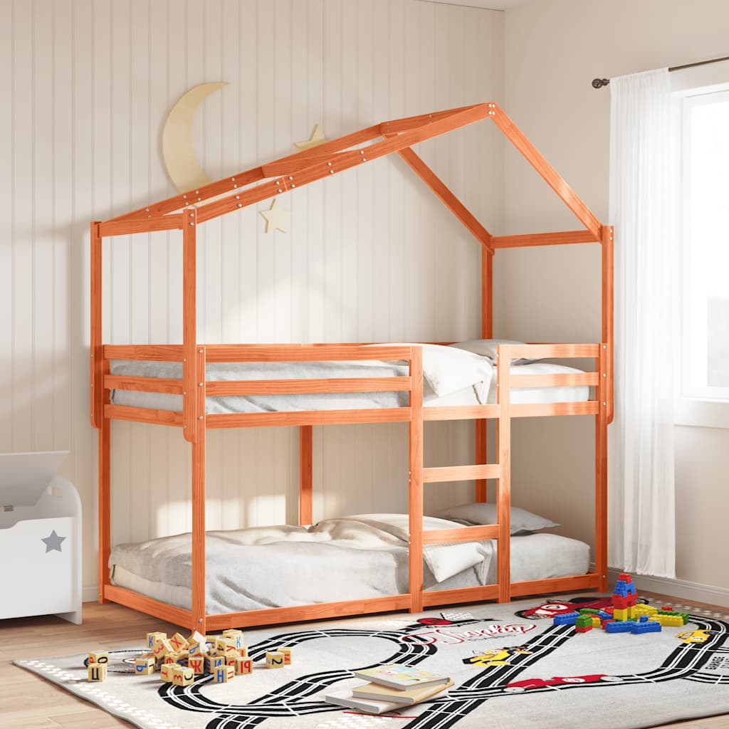 vidaXL Tak till barnsäng vaxbrun 203x95,5x142 cm massiv furu
