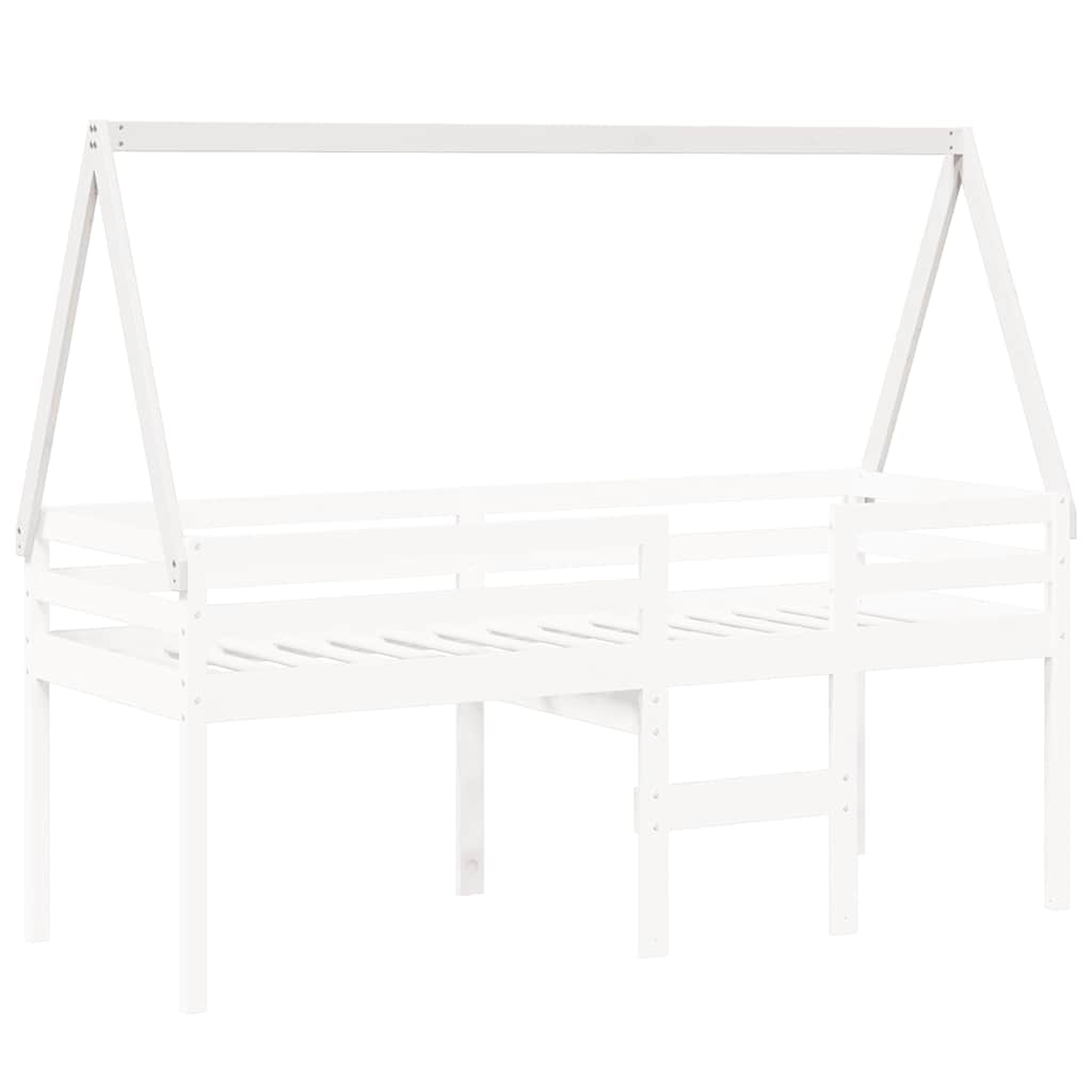vidaXL Tak till barnsäng vit 209x95,5x88 cm massiv furu