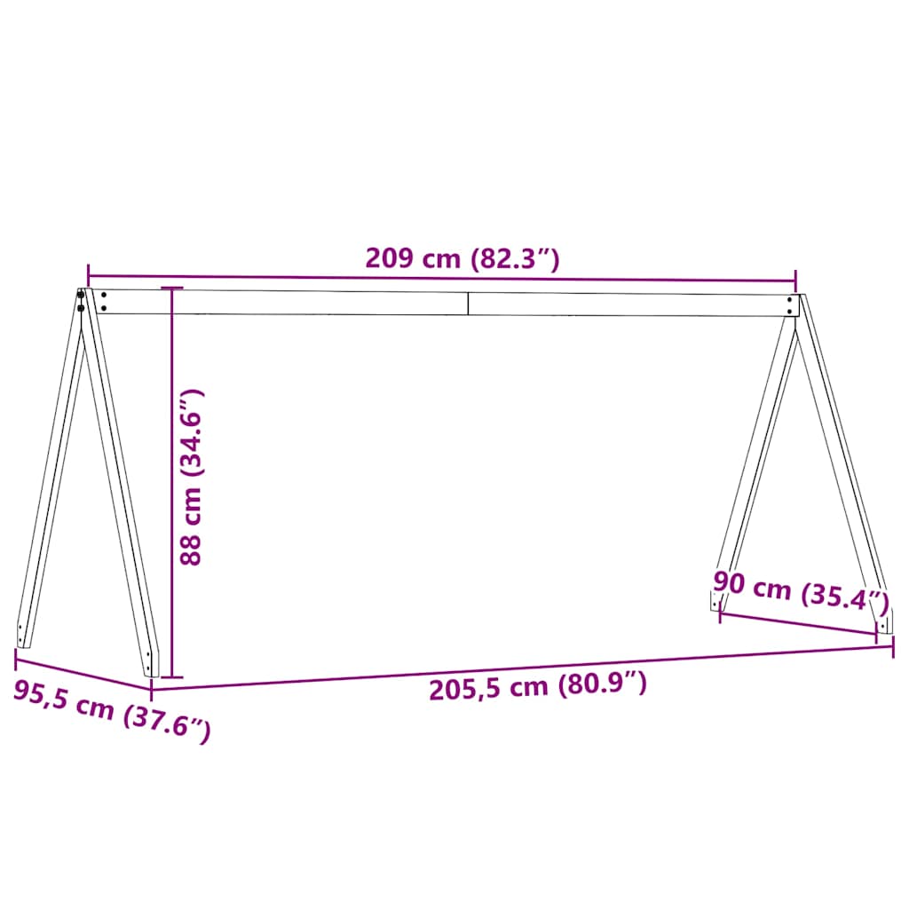 vidaXL Tak till barnsäng vit 209x95,5x88 cm massiv furu