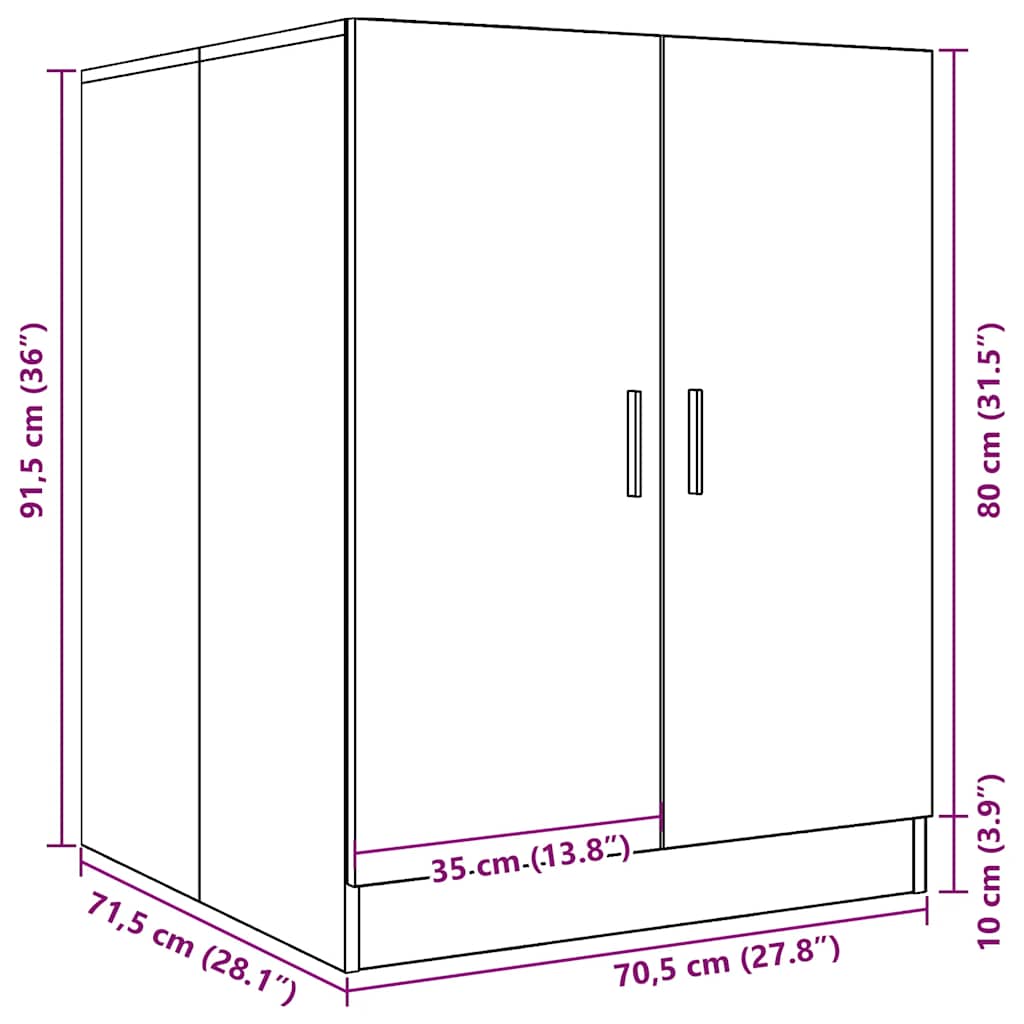 vidaXL Tvättmaskinsskåp sonoma-ek 70,5x71,5x91,5 cm