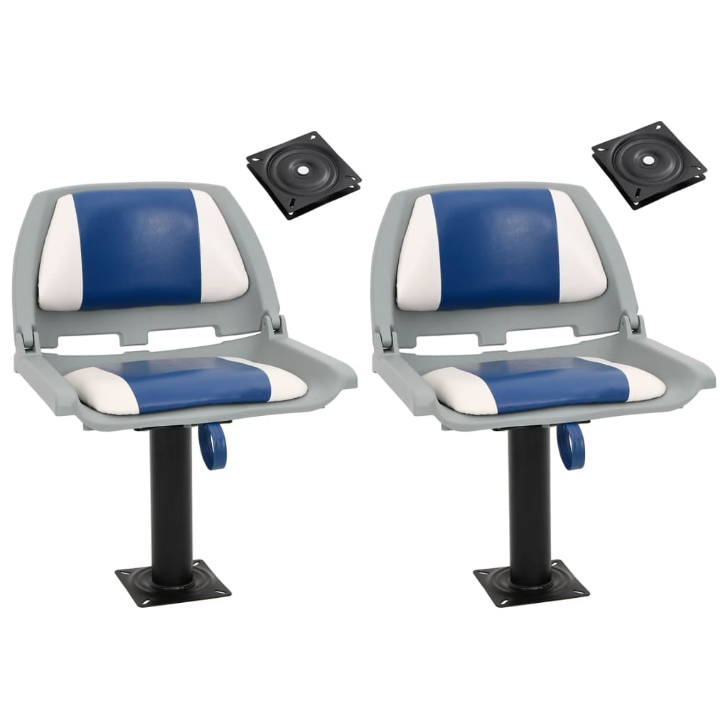 vidaXL Båtstolar 2 st med piedestal 360° roterbar