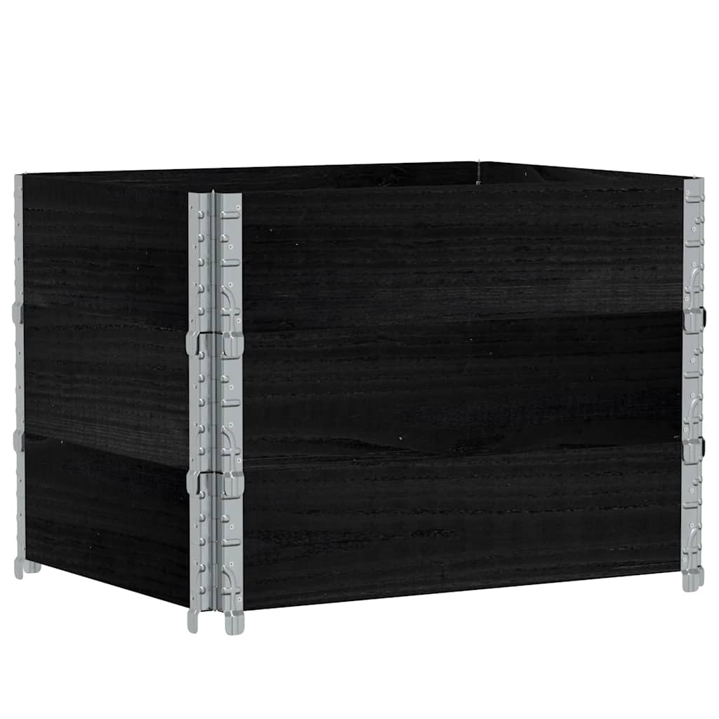 vidaXL Pallkragar 3 st svart 80x60 cm massivt furu