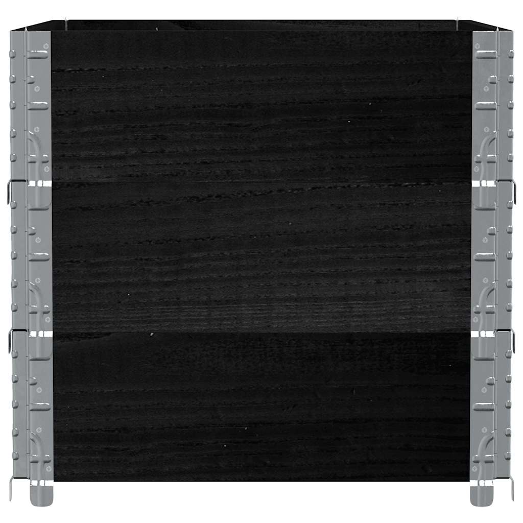 vidaXL Pallkragar 3 st svart 80x60 cm massivt furu