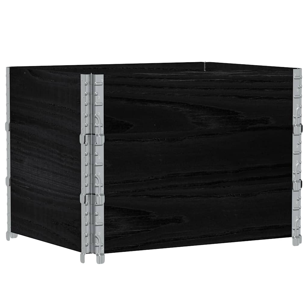 vidaXL Pallkragar 3 st svart 80x60 cm massivt furu