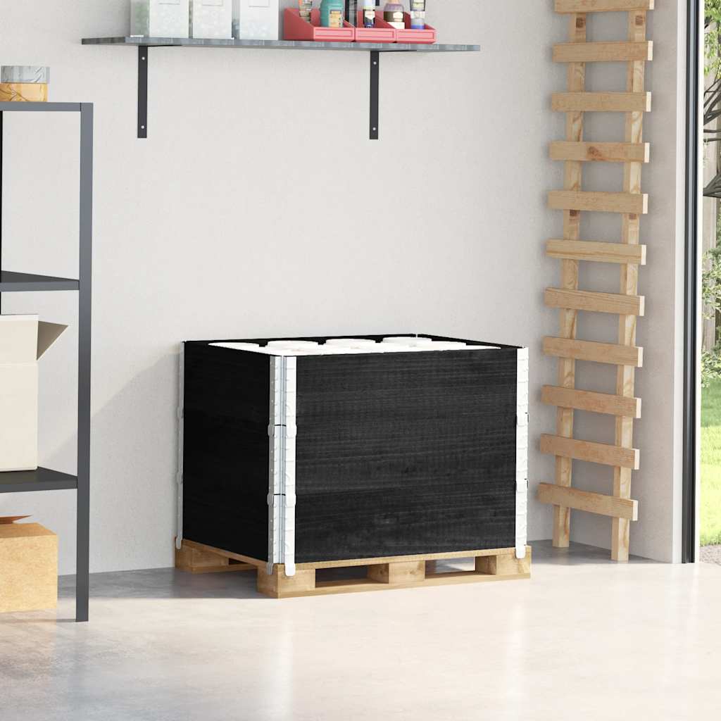 vidaXL Pallkragar 3 st svart 80x60 cm massivt furu