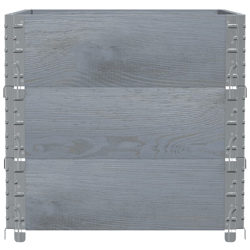 vidaXL Pallkragar 3 st grå 80x60 cm massivt furu
