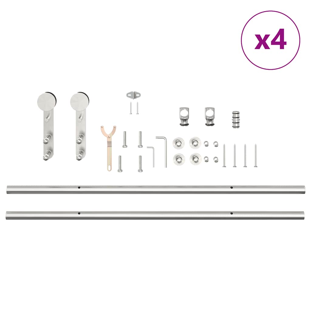 vidaXL Skjutdörrsbeslag 366 cm rostfritt stål silver