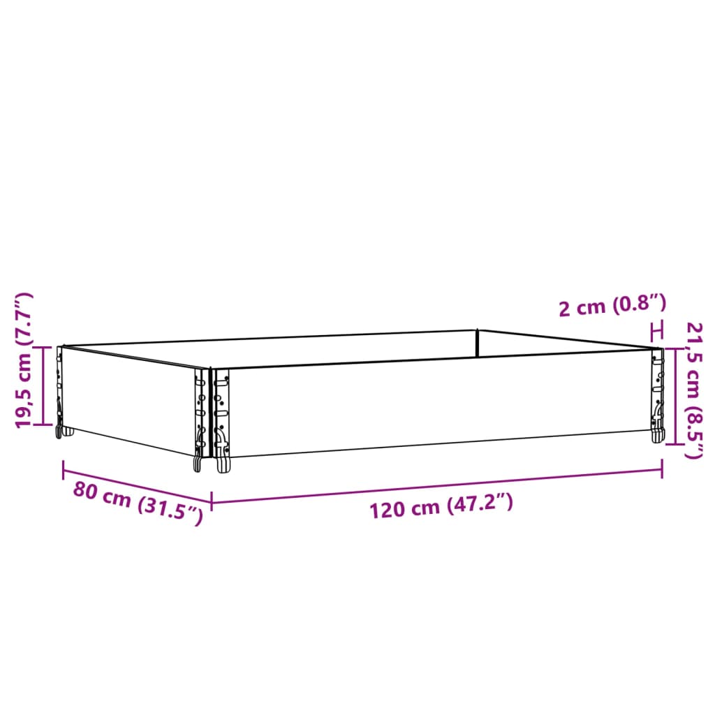 vidaXL Pallkrage svart 120x80 cm massivt furu