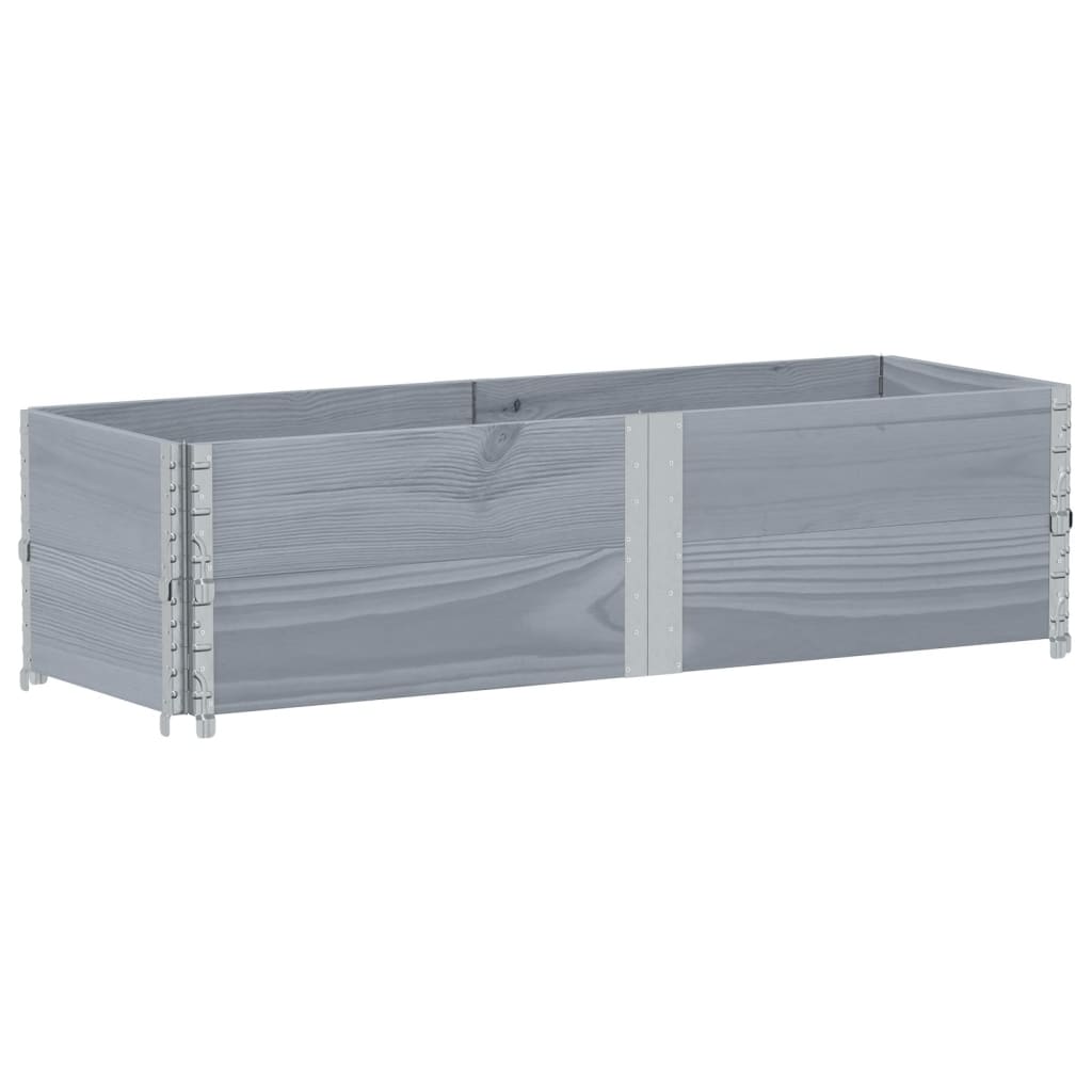 vidaXL Pallkragar 2 st grå 150x50 cm massivt furu